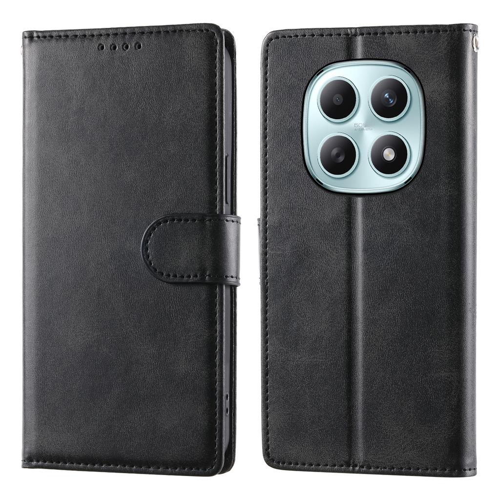 For Xiaomi Poco M8 5G/Redmi Note 15 5G (Global) Case Stand Wallet Calf Texture PU Leather Flip Phone Cover with Wrist Strap