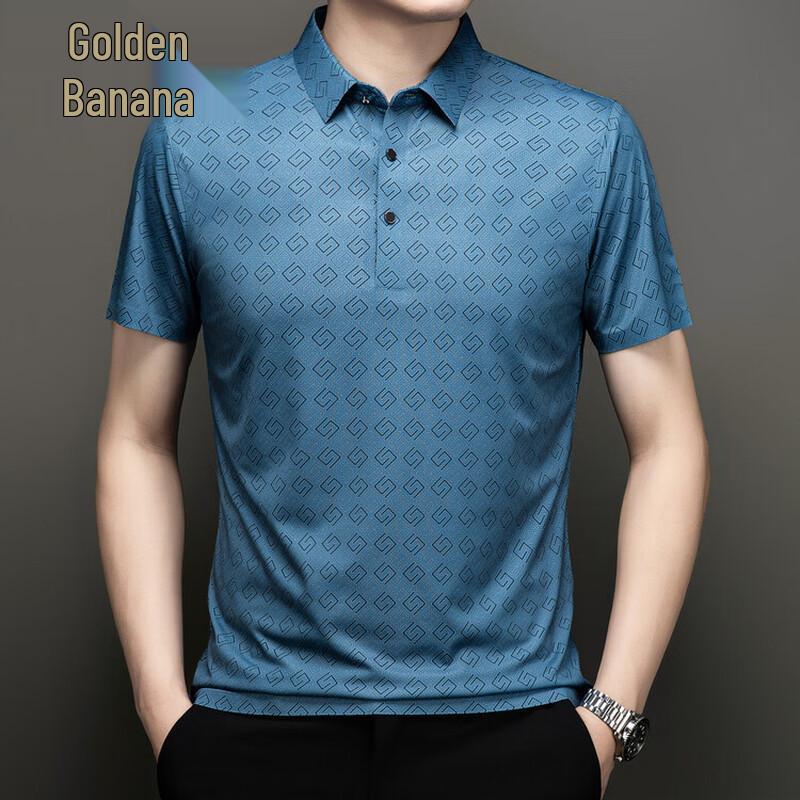 Men s Silk Blend Wrinkle-Resistant Short Sleeve Polo Shirt L