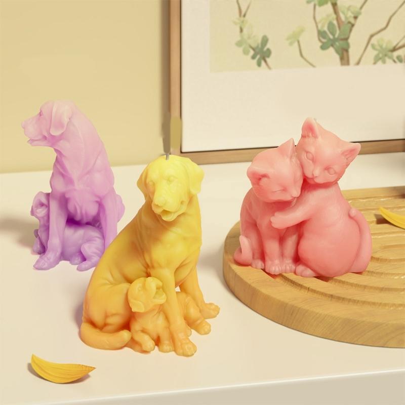 Dog Statue Silicone Candle Molds Food Safe Silicone Temperature Resistant for Resin Casting Candle Soap Home Decoration