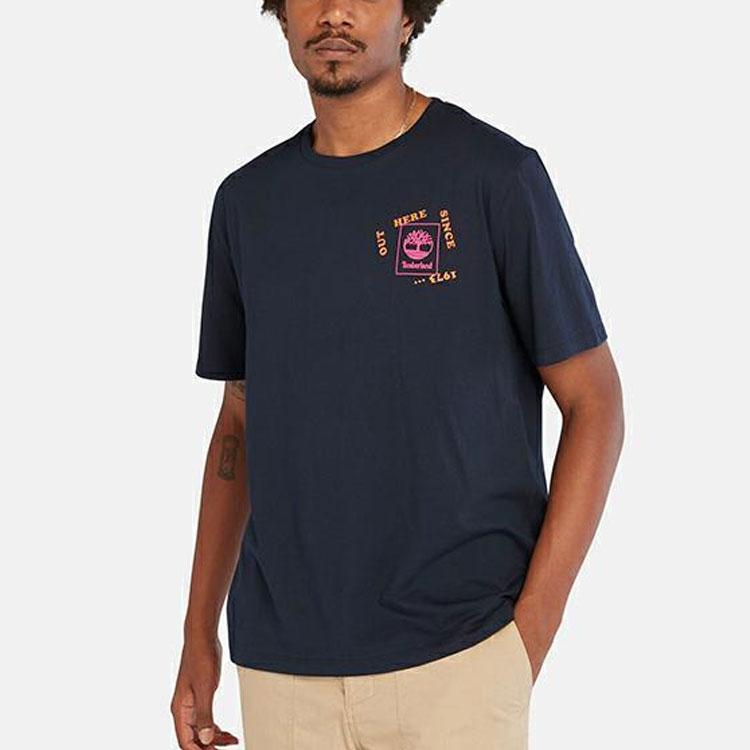 Timberland Logo Print Crew Neck Short Sleeve T-Shirt Men Tops Deep-Sapphire-Blue A6QD1-433