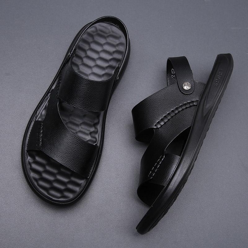 Fashion2024 Men Leather Sandals Fashion Beach Shoes Size 38-44 Hiking Sandals Casual Sneakers Summer Beach Sandalias Boys Men Slippers
