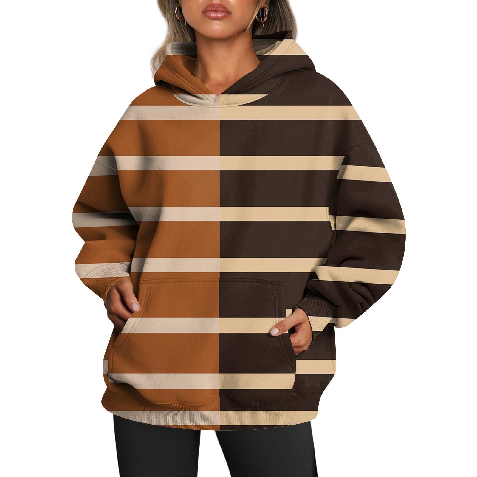 Женские толстовки с капюшоном большого размера с длинным рукавом с принтом — фото 7