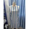 Vintage Striped Mini Dress, Round Neck Sleeveless Women Dress