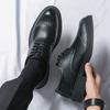 Leather shoes men's leather trend business dress wedding shoes autumn new breathable British style Korean version Derby shoes platform