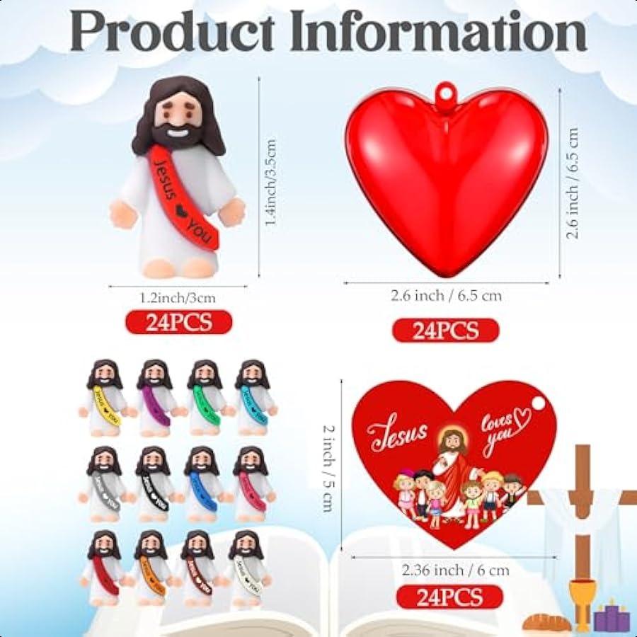 

Bememo 24 шт. Пасхальный Иисус любит тебя Оригинальный дизайн Мини резиновая игрушка Иисуса Наполненная коробка-сердце с карточками и коробками в форме сердца f United States