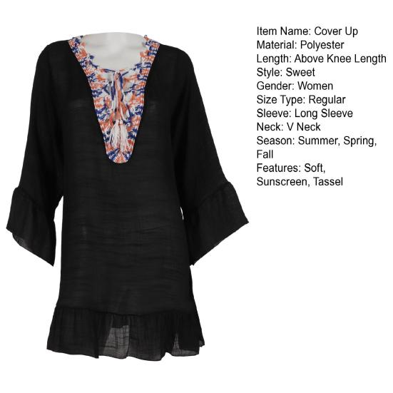 Chic Summer Beach Dress Bohemia Sunscreen Beachwear Long Sleeves Women Beach Dress Women Garment