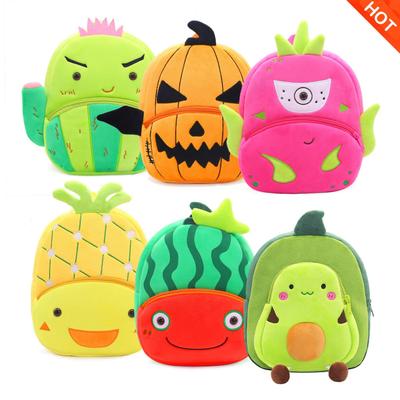 Schattige Cartoon Fruit Rugzak voor Kinderen van 2-4 Jaar: Zacht Pluche Dubbel Schouderontwerp