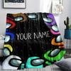 1PC Custom Name Among us Patterned Flannel Blanket Suitable For All Seasons for Home Decor Warmth and Comfort Gifts Holiday Present_xia
