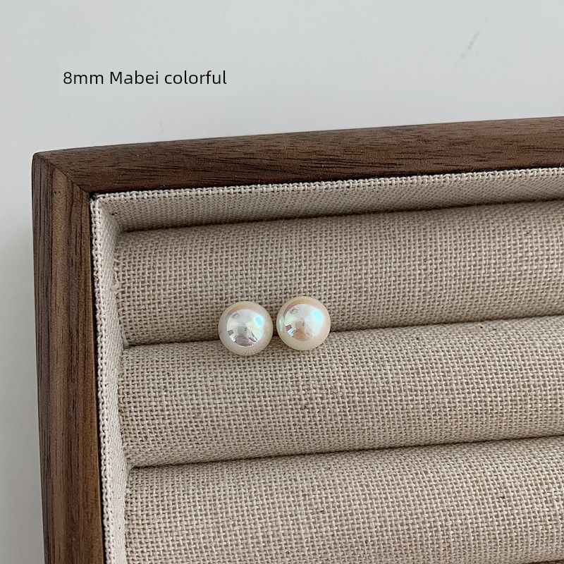

Accessible Luxury Perfect Circle Women s 925 Silver Needle Niche Style Pearl Stud Earrings Mabei Colorful 8mm Pearl -925 Silver Needle