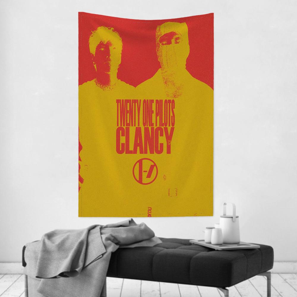 Rock Band Ttwenty One Ppilot Clancy Wandteppich Raumdeko Wandtuch Party Hängender Hintergrund Raumdeko Babyzimmer