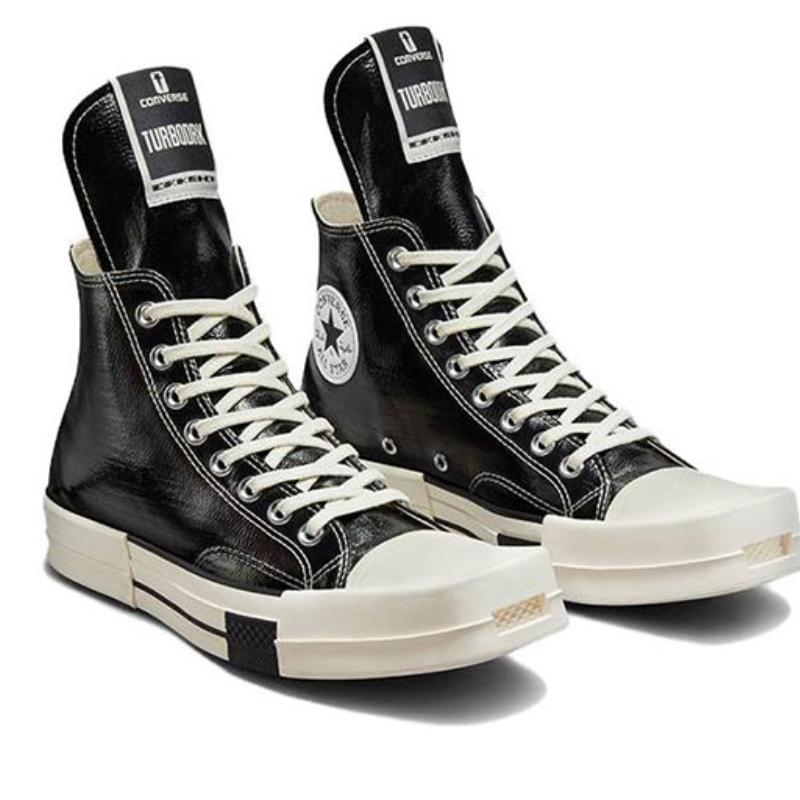Rick Owens DRKSHDW X Converse 1970s Chuck Taylor All Star Collaboration Trendy Glossy Lacquer High Top Canvas Unisex Black