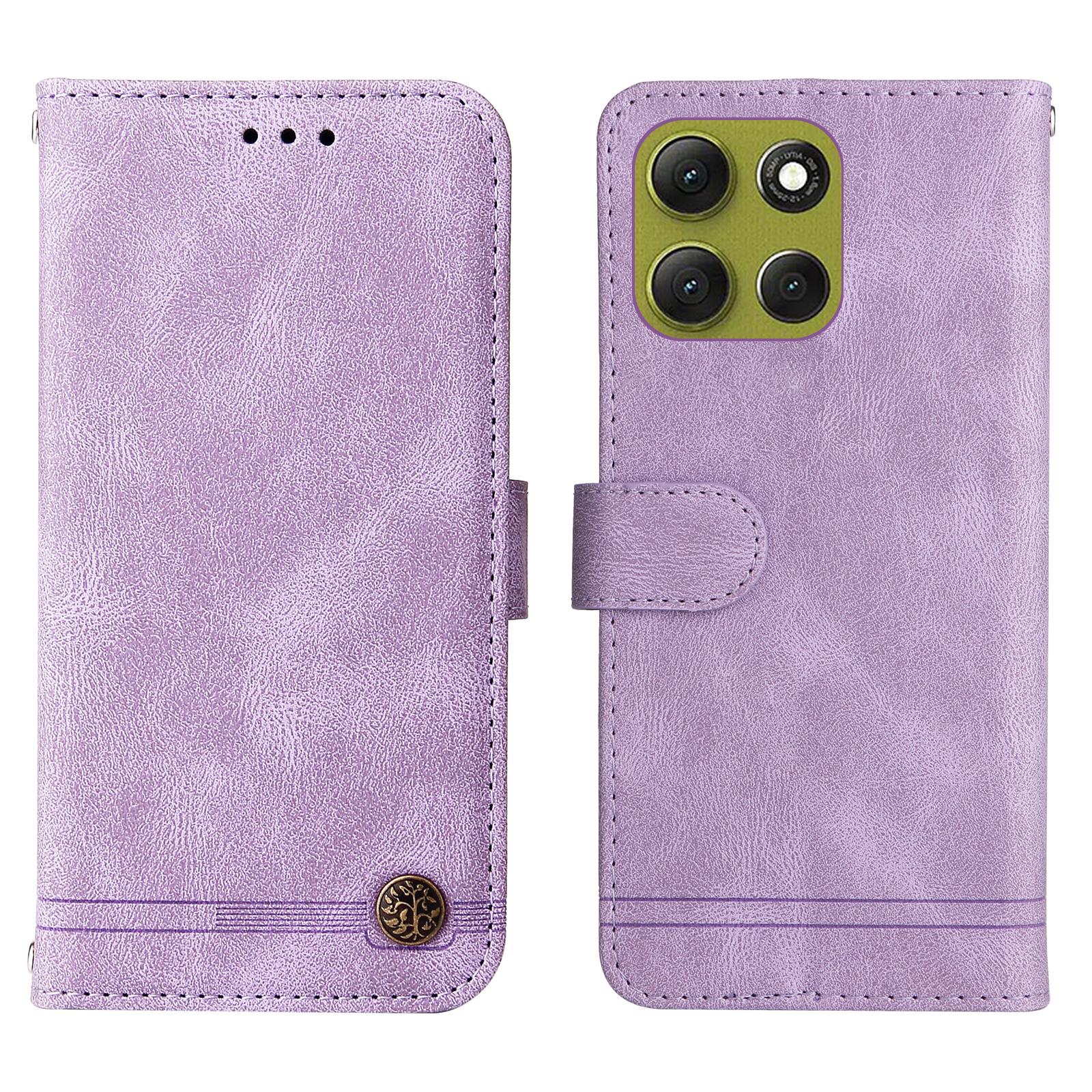 

Для Motorola Moto G86 Power 5G/G86 5G Кожаные чехлы-кошельки Чехол для телефона с приятной на ощупь кожей Подставка с ремешком Purple