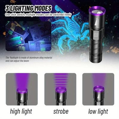 Φακός UV LED Υπεριώδης Ζουμ Mini Υπεριώδεις Φωτισμοί 395/365nm Λάμπα Επιθεώρησης Εργαλεία Ανίχνευσης Λεκέδων Ούρων Κατοικίδιων