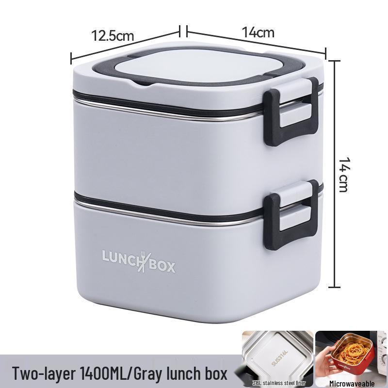316 Stainless Steel Insulated Bento Lunch Box, Microwaveable Meal Container for Office Workers