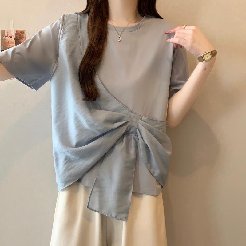 

Plus Size Women s Chiffon Layered Short-Sleeve Top - Summer 2026 Collection L синій