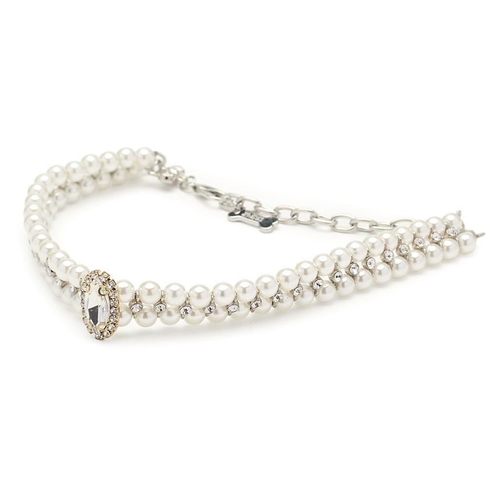 Artificial Diamond Dog Collar Pearl Rhinestone Cat Pet Collars For Small Dogs Necklace