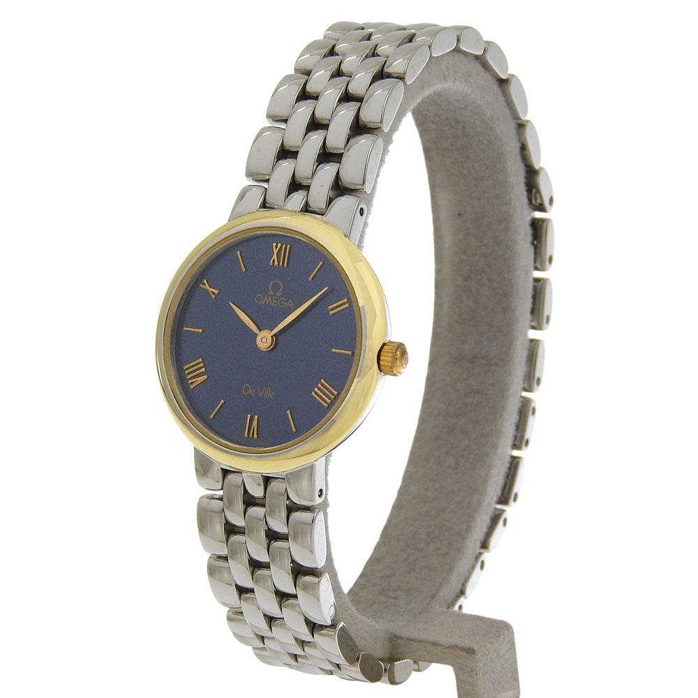 Omega Orologi De Ville 7261.83 Quadrante Nero Acciaio Inossidabile Quarzo Analogico Donna Usato