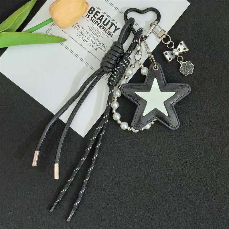 

Handmade Star Knot Leather Keychain Pendant Mirror чёрный
