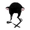 Furry Cartoon Head Cover with Ear for Outdoor Sports Furry Hat Bonnet Lamb Oversized Headgear Hat for Winter
