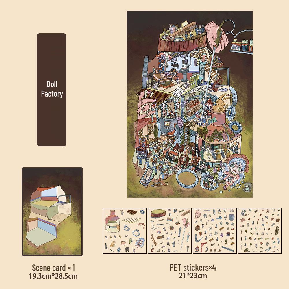 Micro Ink 3D Cartoon Decompression Stickers for DIY Miniature Scene Journals