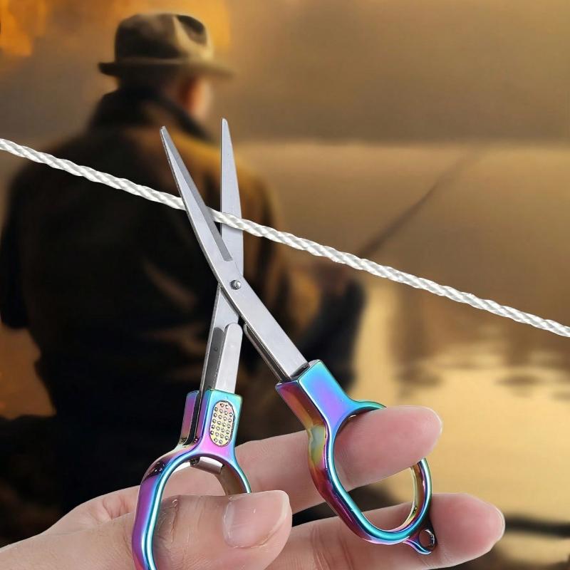 Double Circle Retro Folding Scissors Portable Small Scissors Carry Mini Private Fishing Travel Home Trumpet.