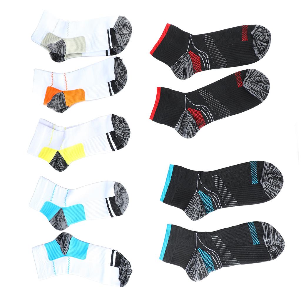 6 Pairs Short Sports Socks Sweat Absorption Breathable High Elasticity Compression Socks for Men Women Color Mixed Free