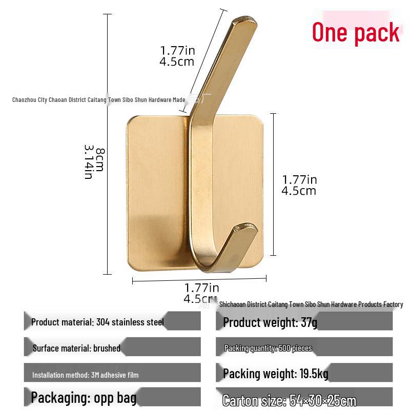Cârlig de perete autoadeziv puternic din oțel inoxidabil 304, fără găurire