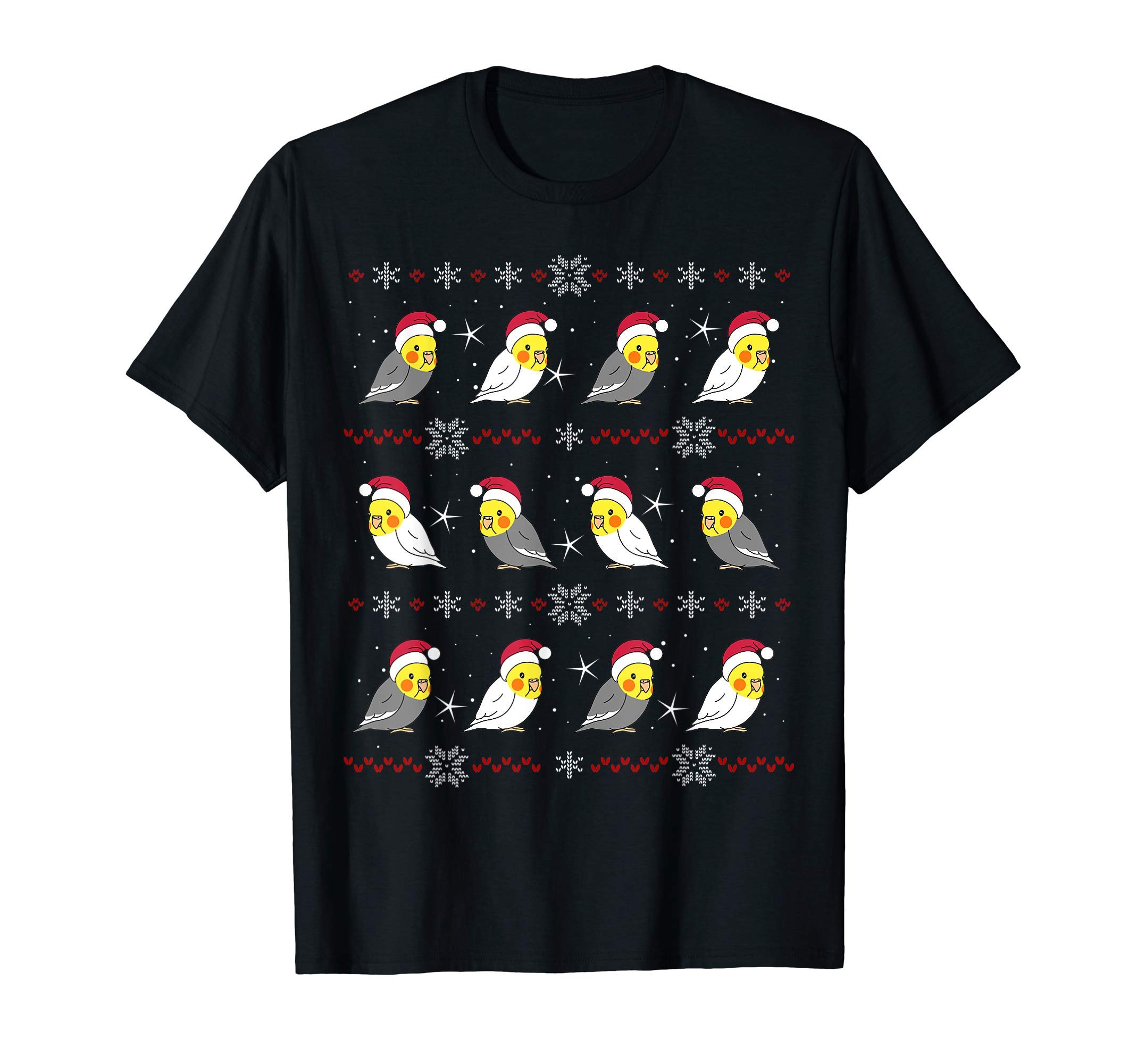 

Футболка Chubby Christmas Cockatiel Pattern Cute Christmas Parrot Kawaii чёрный