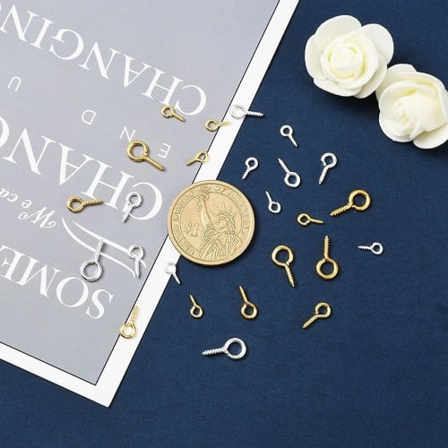YBGGJO Screw Eyelets, Approximately 420 Pieces, with Individual Case, Craft Parts, Accessory Hardware, Handmade DIY Crafts (Set A)