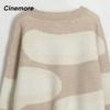 Cinemore Wiosna Jesień Damski Sweter Jednolity Oversize Casualowe Pulowery Ciepły Podstawowy Top z Długim Rękawem Okrągły Dekolt Dzianinowy Sweter Sweter