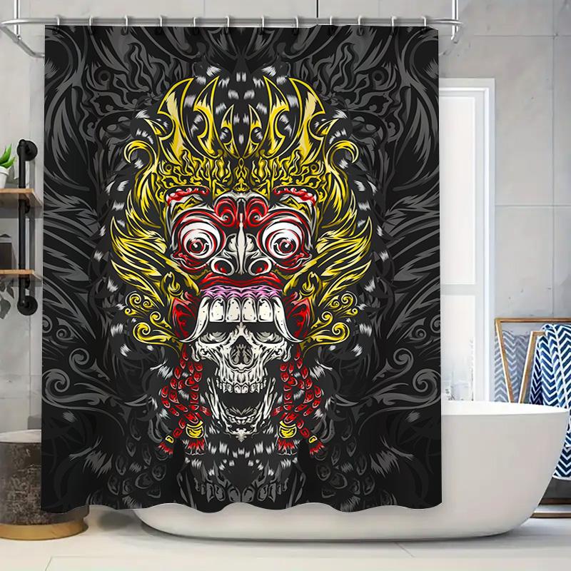 Tuniu Chinese Monster Scary Shower Curtain For Bathroom Unique Skull Art Decoration Waterproof 150X180Cm