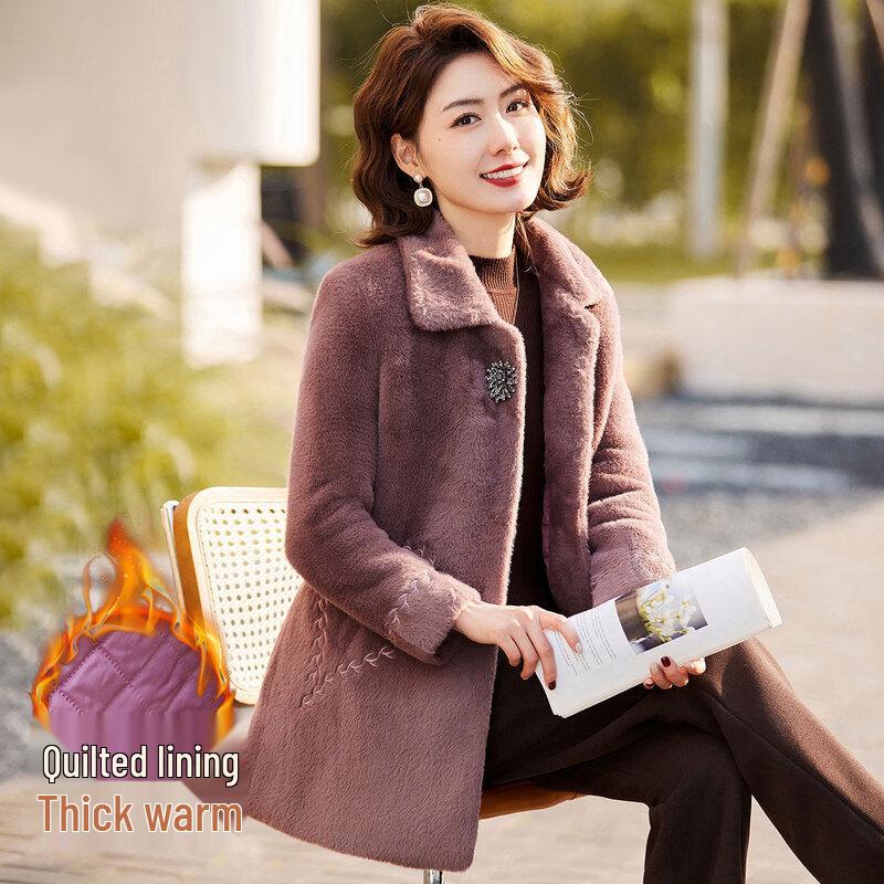 

Paster Faux Mink Velvet Padded Warm Coat for Women 2XL