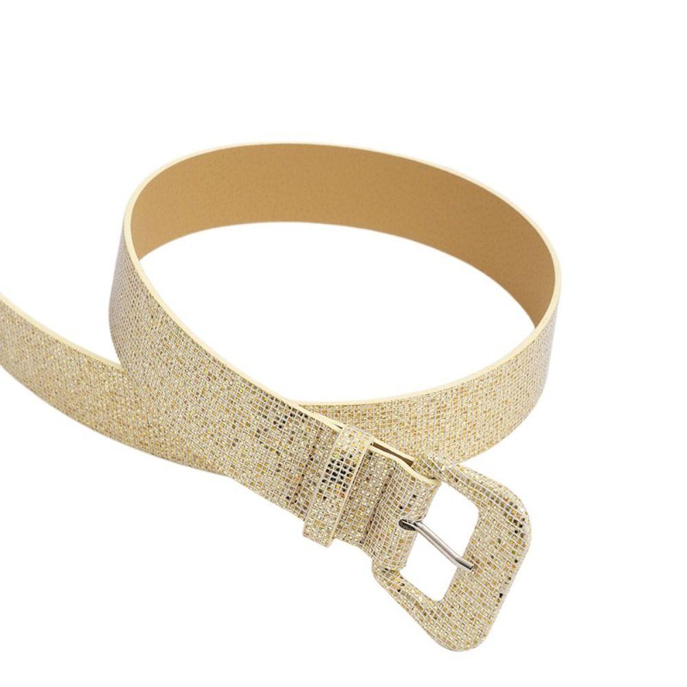 Široký lesklý pásek s flitry PU kůže Y2k Džínová dekorace Kamínkový pásek přes pas Venkovní