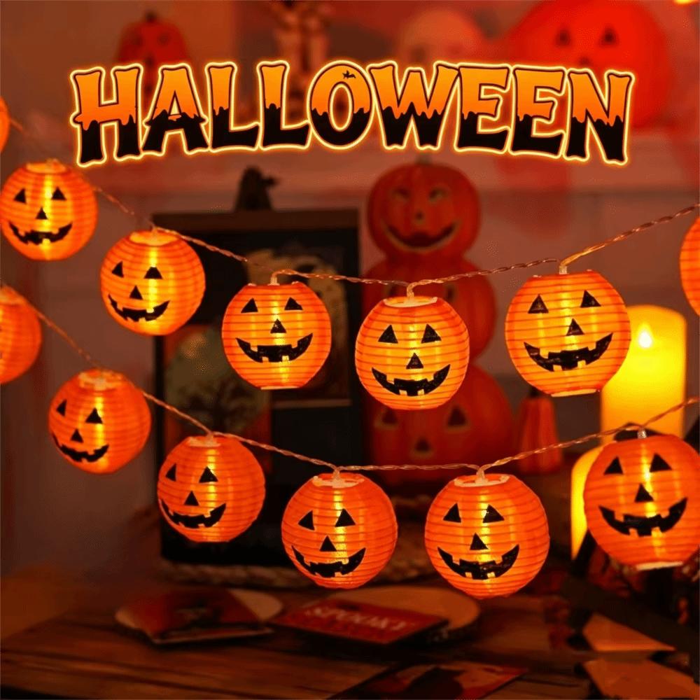 Luminous Halloween Pumpkin Lantern String Hanging Halloween Spider Lights Haunted House