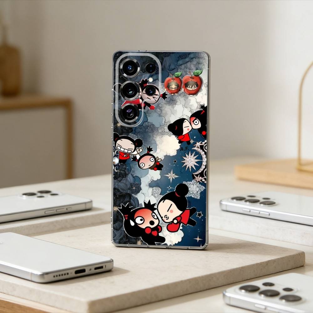 Chinese Doll Pucca And Garu Phone Case For Samsung S25,S24,S21,S22,S23,S30,Ultra,S20,Plus,Fe,Note,10,9,5G Transparent Cover
