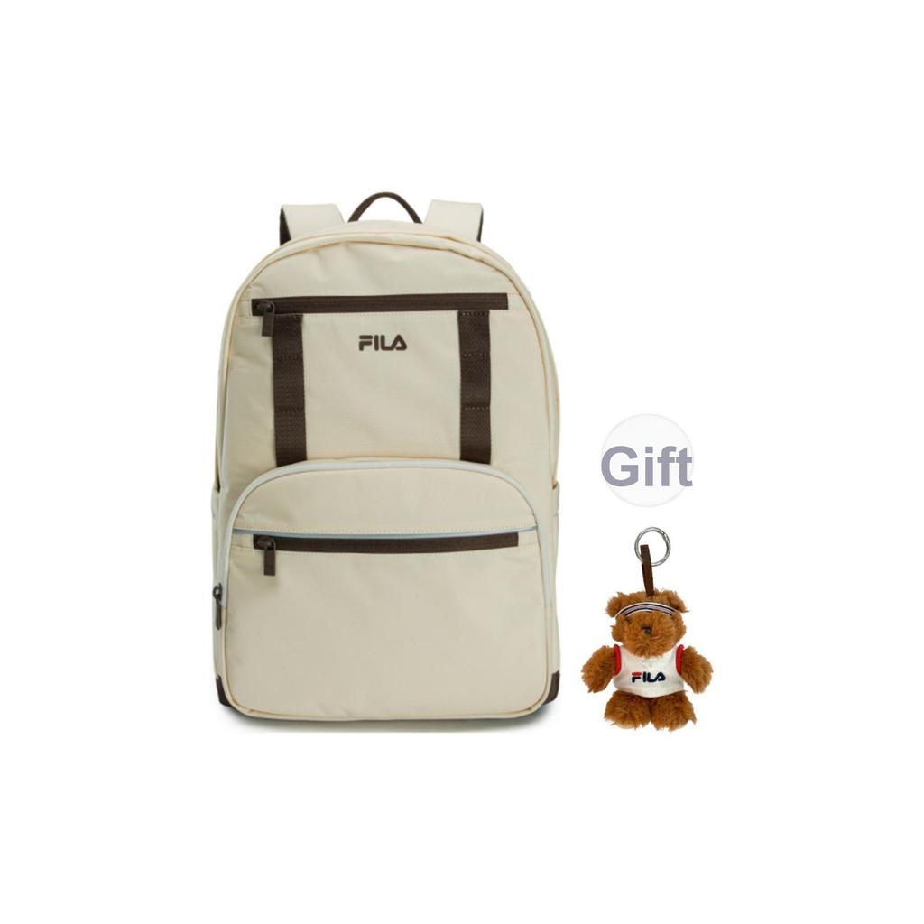 Fila Original Simple Casual Campus Commuter Versatile Durable Large Capacity Fabric Backpack Unisex Backpack White F13W639165FWT