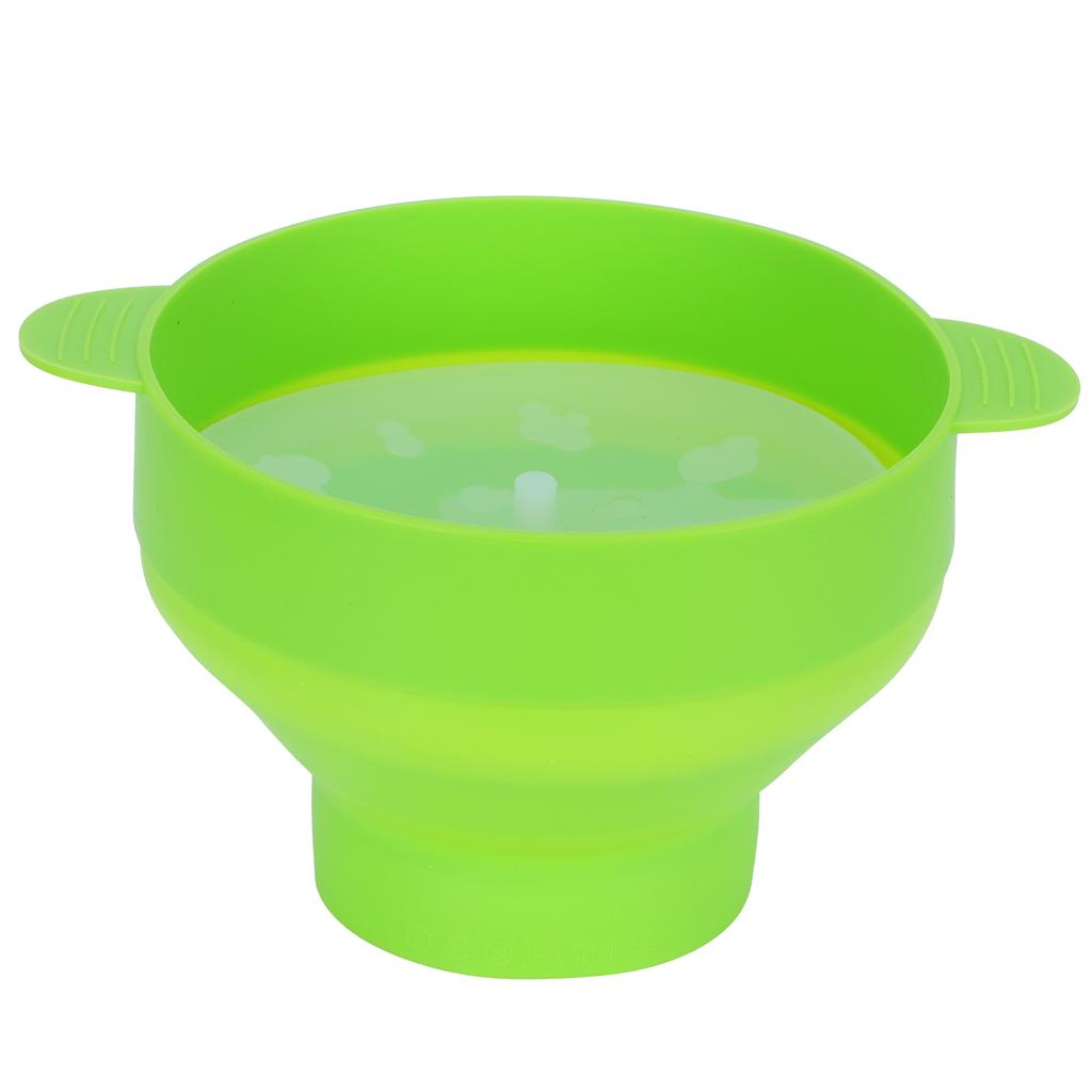 Popcorn Bucket Folding Silicone DIY Popcorn Maker Bowl with Lid Kitchen Accessory(With HandleGreen )