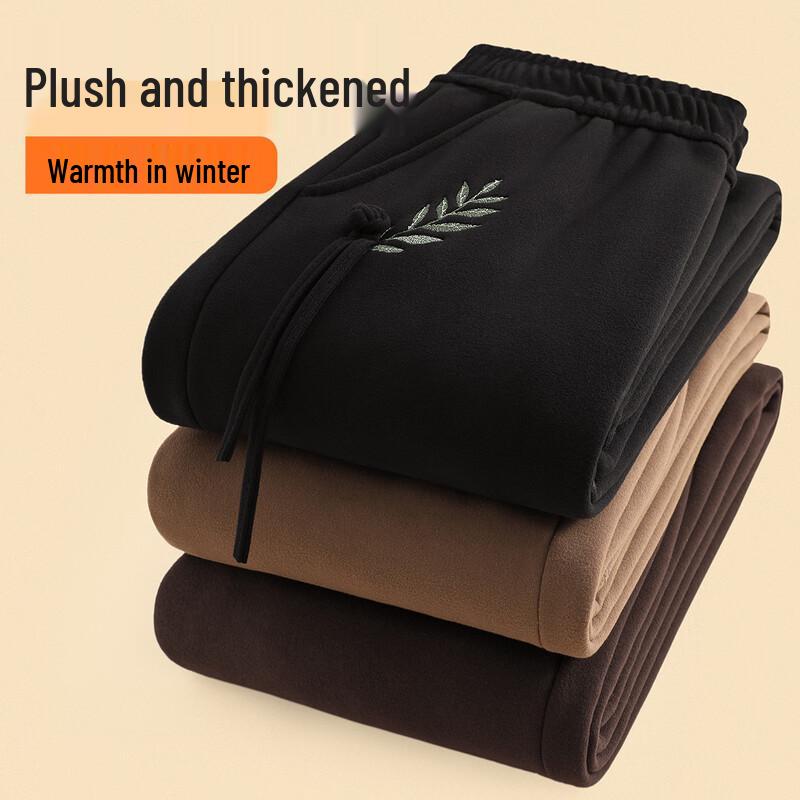Elderly Women's Fleece-Lined Straight-Leg Casual Pants