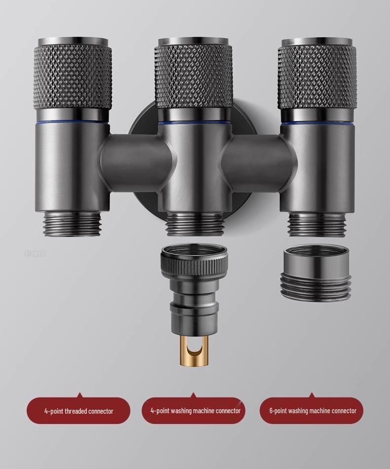 All-Copper Three-Way Diverter Valve with Triple Control Angle Faucet