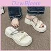 Elegant Summer Slide Sandals For Women With Thick Comfortable Sole And Rhinestone Accents