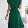 2026 Spring/Summer Women's Stand up Collar Ruffle Lace Waist Shirt Skirt S-XL