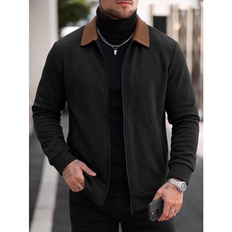 Men S Casual Waffle Texture Lapel Jacket Solid Color Outerwear