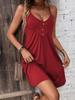 European and American Women's Clothing Suspender Solid Color V-neck Loose Waist Dress Women