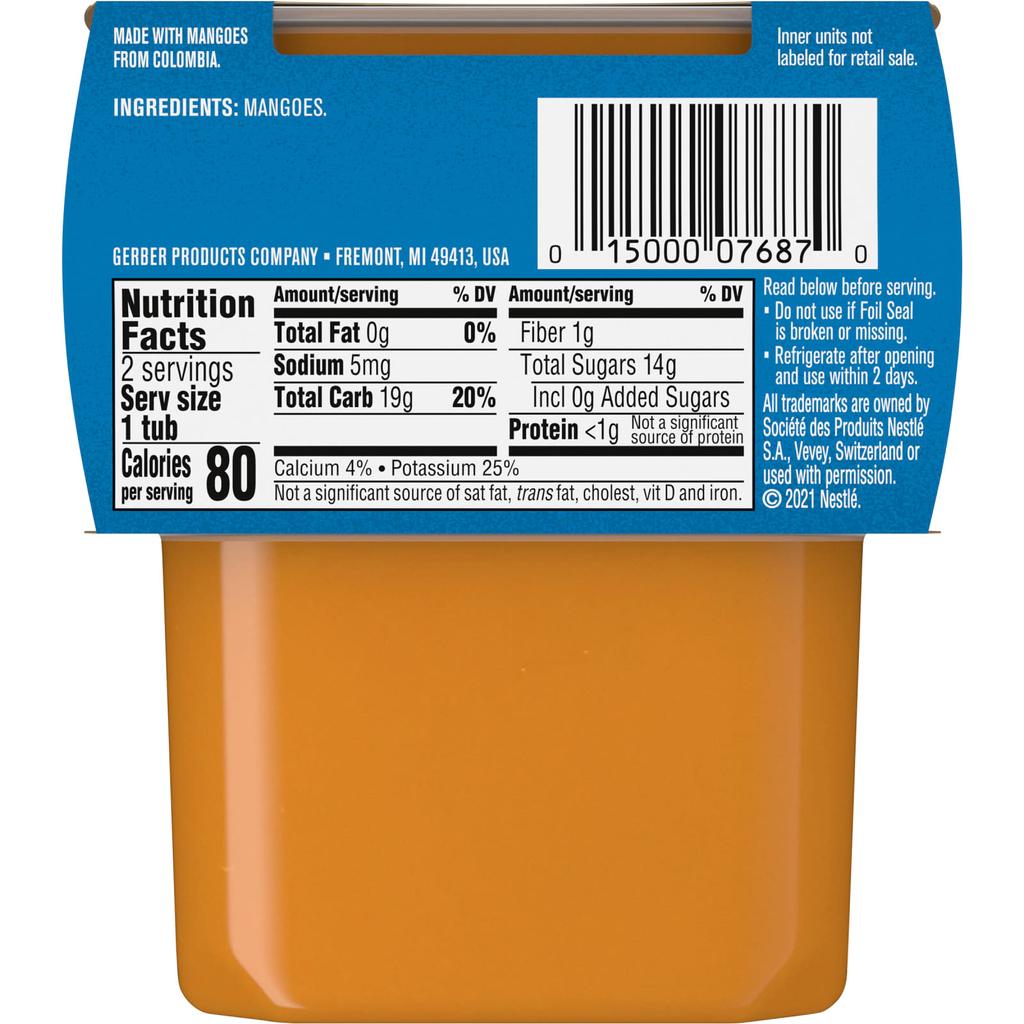 Gerber Prírodné pre bábätko, 2. príkrmy, Mango, 2 balenia, 4 oz (113 g) každý