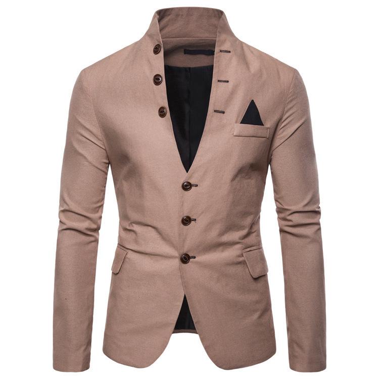 Spring New Multi-button Decoration Men's Casual Stand-up Collar Suit European Size Men's Suit
