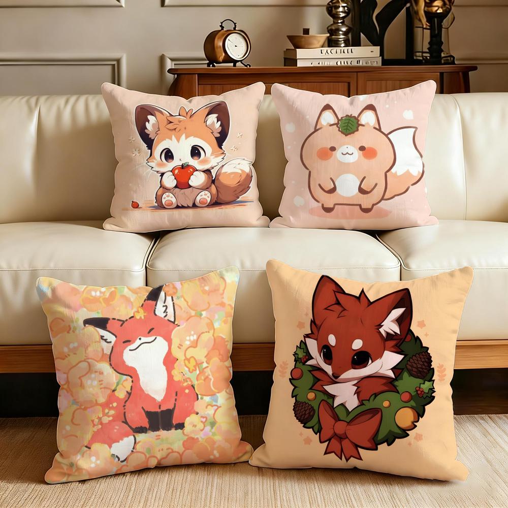 Cute Bokko Fox Cushion Cover Cushion Cover Set 4Pcs 50x50 45x45 40x40 Pillowcase Decorative Sofa Home Decor