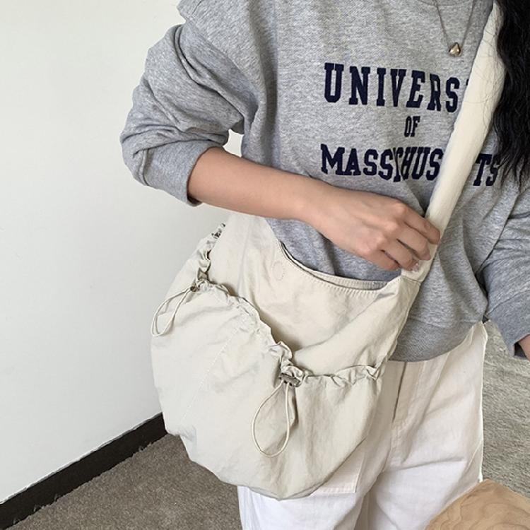 Crossbody Bag Ruched Large Capacity Nylon Bag for Women Versatile Trendy Bag