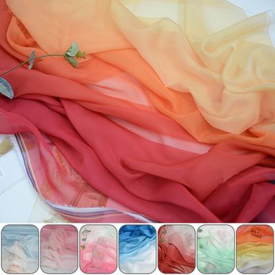1/2/3/5M Regenbogen Farbverlauf Dünne Chiffon Stoff Organza Tüll Stoff Für Diy Antiken Stil Hanfu Kleid Bühne Kostüm Dekor