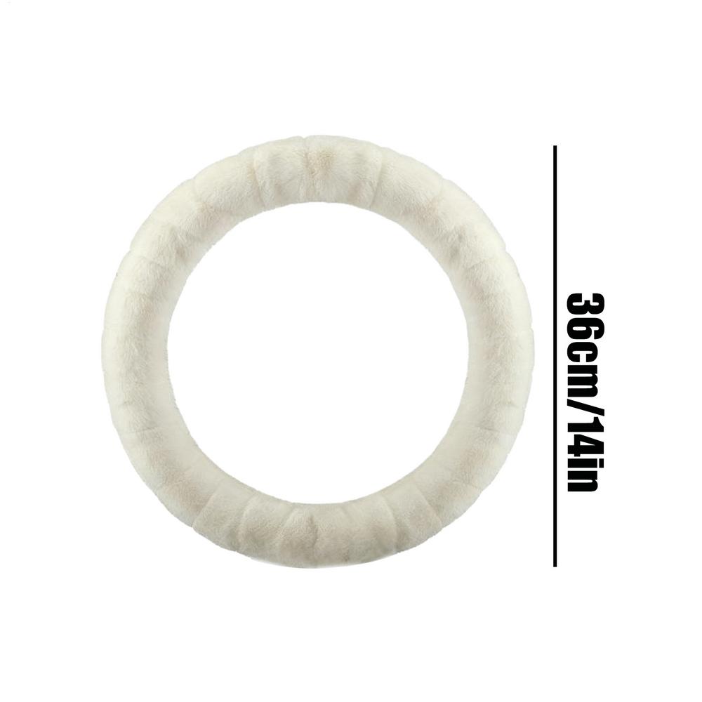 Creamy Car Steering Wheel Covers 38cm Anti-Slip Soft Warm Car Steering Wheel Cover Winter Velvet Steering Wheel Covers