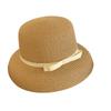 Beach Bow Straw Cap Hepburn Bucket Sun Hat Fashion Visor Basin Cap  Ladies
